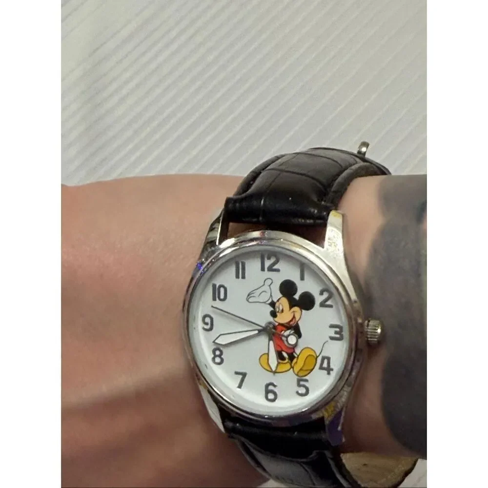 Disney Mickey Mouse Vintage Adult Watch Black Band Needs Battery